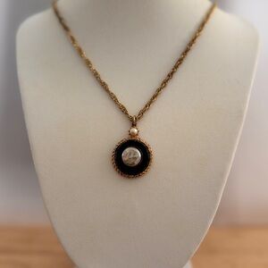 Gold and Black Pendant Necklace